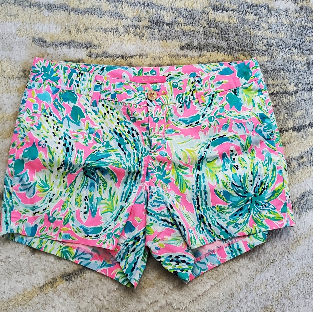 Lilly Pulitzer Pink Teal Floral Print Women’s Shorts